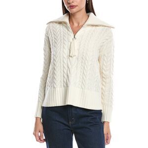 Alashan Cashmere Womens Callie 1/2-Zip Wool Sweater, White
